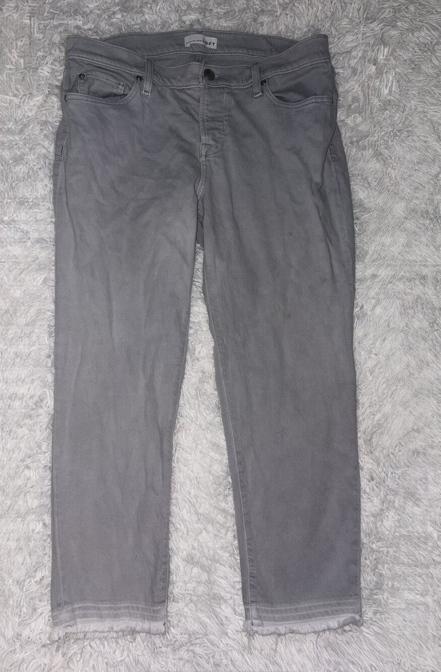Ann Taylor Loft “Boyfriend” Washed Gray 10 Raw Edge Jeans. Soft, Comfortable